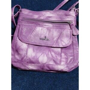 Angel Kiss Faux Leather Anti Scratch Washed Light Purple Tie Dye Look  Crossbody